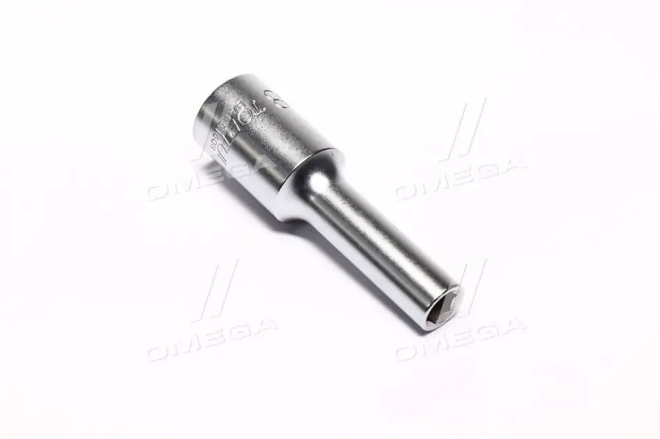 Насадка 1/2" (12,5 мм), 6-кутна, розмір насадок 6/12-кутних (мм): 8 мм, довжина: 77 мм, тип: A, обробка: сатинний хром Toptul BAEE1608 (фото 1)