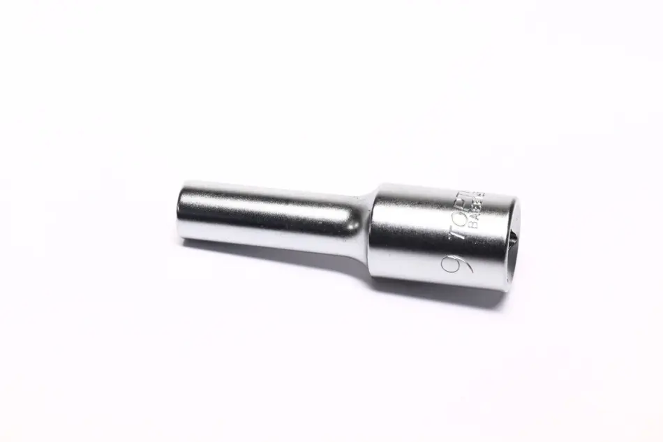 Насадка 1/2" (12,5 мм), 6-кутна, розмір насадок 6/12-кутних (мм): 9 мм, довжина: 77 мм, тип: A, обробка: сатинний хром Toptul BAEE1609 (фото 1)