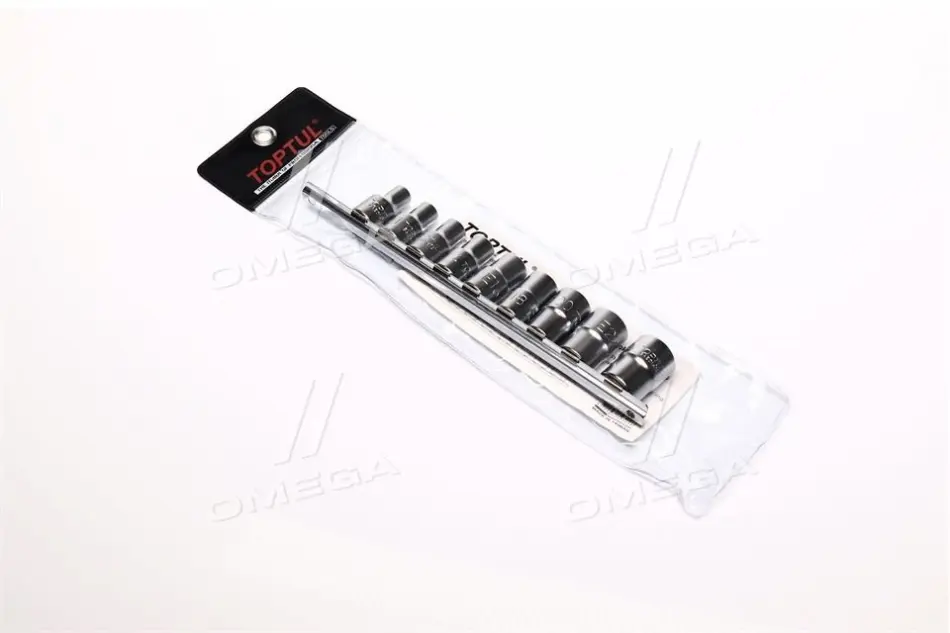 Набір насадок 1/2" (однотипні), 9 шт, профіль: E-TORX, розмір ключа для гнізда E-TORX: E10, E11, E12, E14, E16, E18, E20, E22, E24, Toptul GAAG0901 (фото 1)