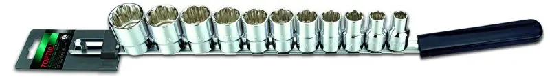 Набір насадок 1/2" (однотипні), 11 шт, профіль: 12-кутна, 1 x 11/16 x 1/2 x 13/16 x 15/16 x 3/4 x 3/8 x 5/8 x 7/16 x 7/8 x 9/16" Toptul GBAQ1102 (фото 1)