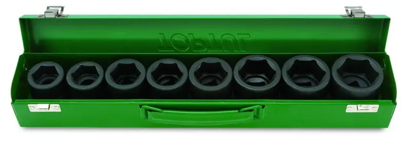 Набір насадок 3/4" (однотипні), 8 шт, профіль: 6-кутна, розмір насадок 6/12-кутних (мм): 26 27 29 30 32 36 38 мм, для відкручування / для затягування Toptul GDAD0801 (фото 1)