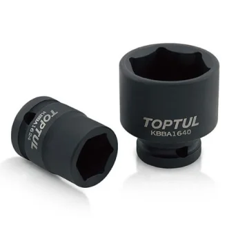 Насадка удар 1/2" (12,5 мм), 6-кутна, дюймовий розмір: 1 1/8", обробка: чорна Toptul KBBA1636