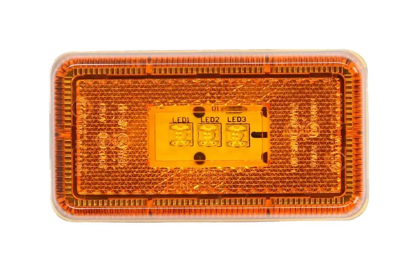 Габаритні ліхтарі лів/прав, жовтий/помаранчевий, LED, висота 55мм ширина 103мм глибина 15/28,5/103мм, 24В SCANIA 3, 4, 4 BUS, G I, P I, R I, T 05.87-05.19 TRUCKLIGHT SM-SC002 (фото 1)