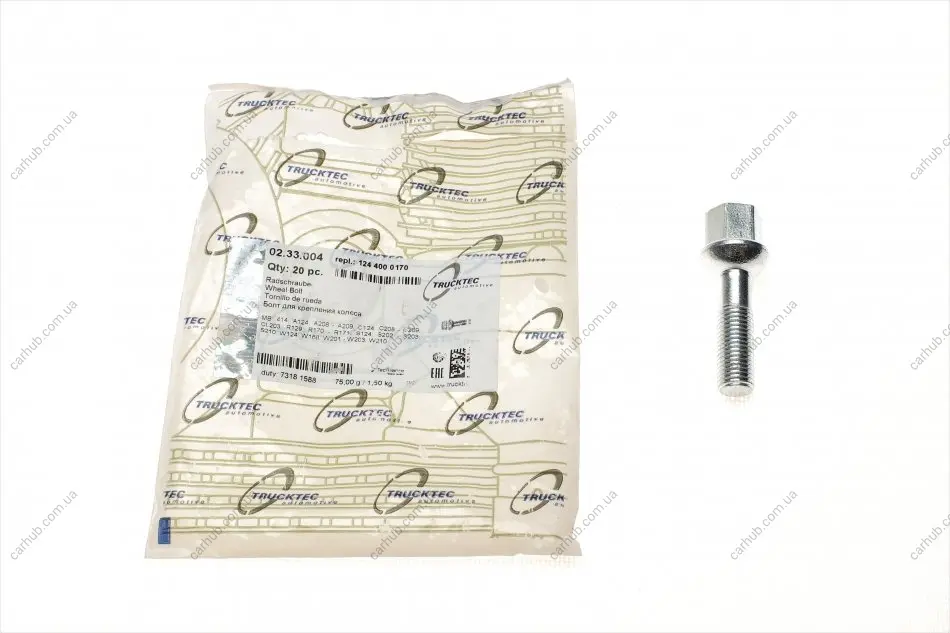 Болт колеса MB A-class (W168)/E-class (W210) (M12x1.5mm) TRUCKTEC 02.33.004 (фото 1)