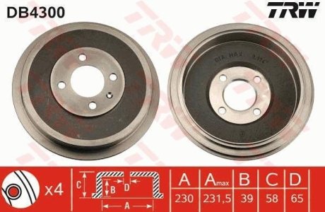 Гальмівний барабан TRW DB4300