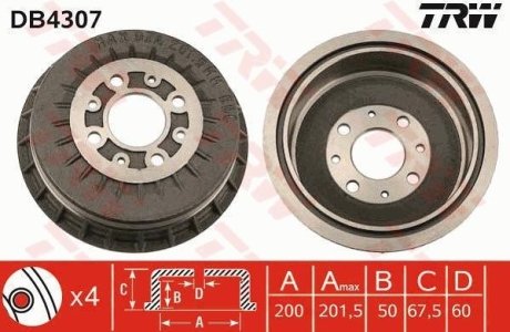 Гальмівний барабан TRW DB4307