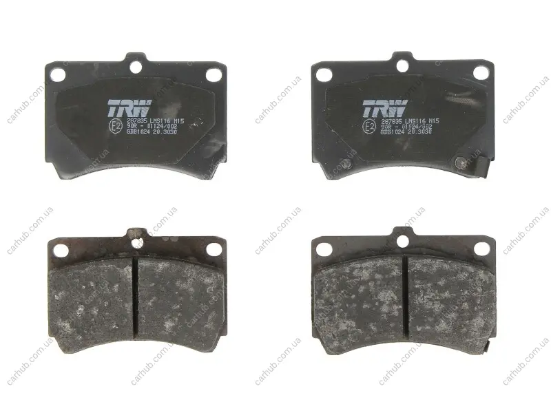 Комплект гальмівних колодок передн, FORD USA ESCORT KIA AVELLA, RIO I MAZDA 121 II, 323 C IV, 323 C V, 323 F IV, 323 F V, 323 P V, 323 S IV, 323 S V, DEMIO, MX-3 1.1-2.0 06.89-02.05 TRW GDB1024 (фото 1)