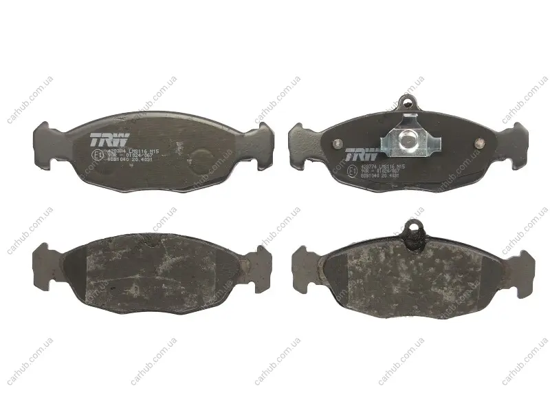 Комплект гальмівних колодок передн, CHEVROLET CORSA, LANOS, TIGRA DAEWOO LANOS, NEXIA FSO LANOS OPEL ASTRA F, ASTRA F CLASSIC, COMBO, CORSA A, CORSA A TR, CORSA B 1.0-1.8 09.82- TRW GDB1040 (фото 1)
