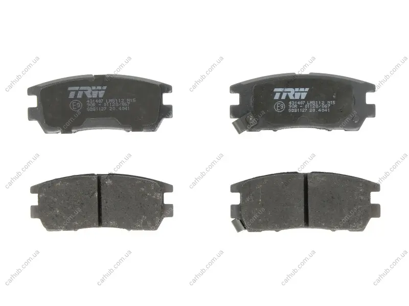 Комплект гальмівних колодок задн, MITSUBISHI 3000 GT, ECLIPSE III, ECLIPSE IV, GALANT VIII, L400, PAJERO CLASSIC, PAJERO I, PAJERO II, PAJERO SPORT I, SIGMA 2.0-3.8 11.89- TRW GDB1127 (фото 1)