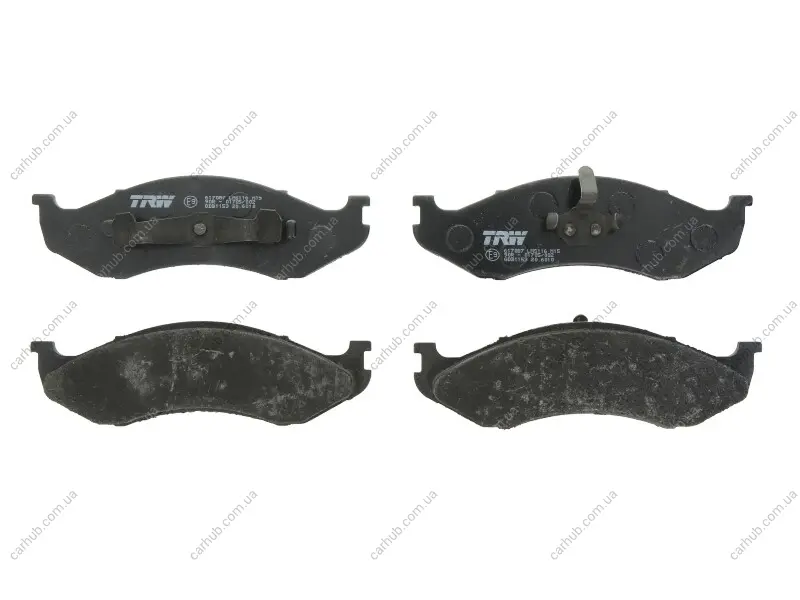 Комплект гальмівних колодок передн, JEEP CHEROKEE, COMANCHE, GRAND CHEROKEE I, WRANGLER I, WRANGLER II KIA CARNIVAL I 2.1D-5.9 10.84-04.07 TRW GDB1153 (фото 1)