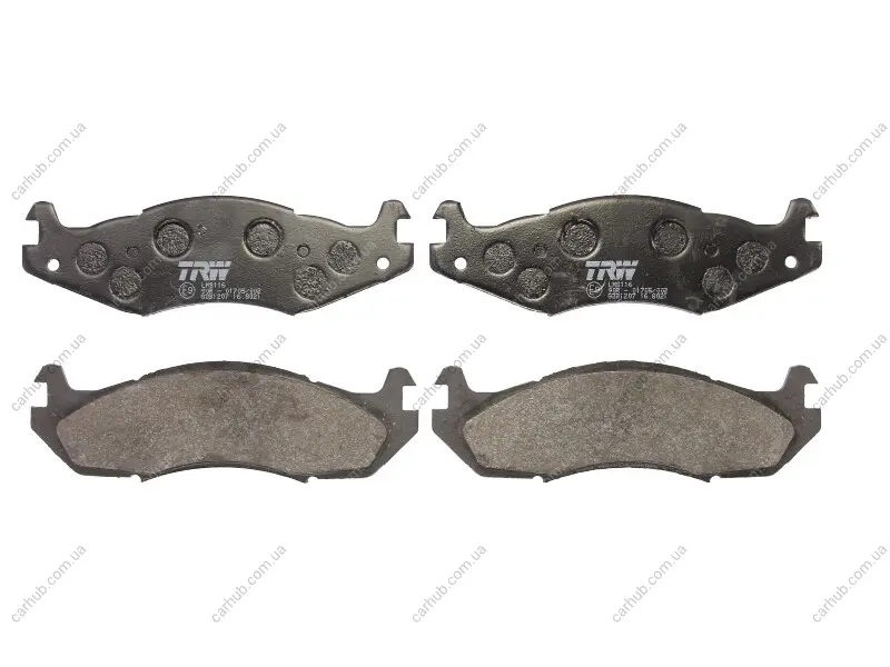 Комплект гальмівних колодок передн, CHEVROLET CAPRICE HUMMER HUMMER H1 JEEP CHEROKEE, CJ5 - CJ8, COMANCHE, GRAND WAGONEER, WRANGLER I 2.1D-6.5D 09.79-12.04 TRW GDB1207 (фото 1)