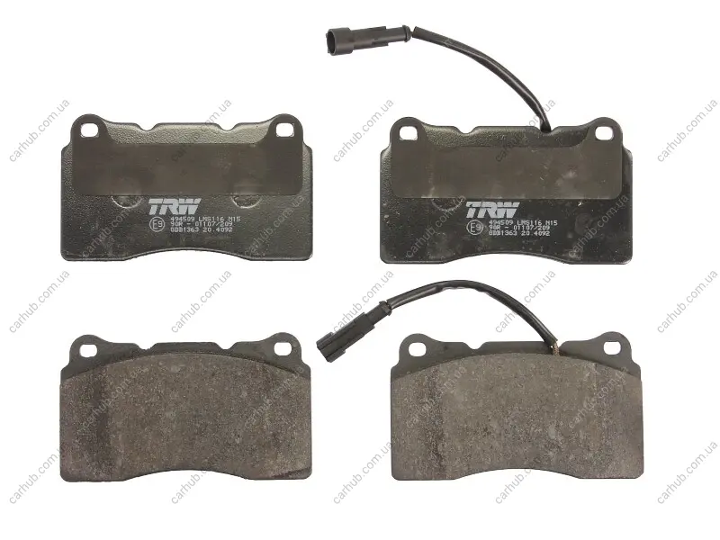Комплект гальмівних колодок передн, ALFA ROMEO 159, 166, BRERA, GIULIETTA, SPIDER MASERATI GHIBLI III 1.6D-3.2 09.98- TRW GDB1363 (фото 1)