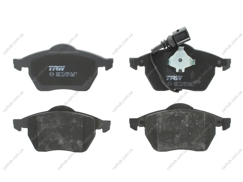Комплект гальмівних колодок передн, AUDI A3, A4 B5, TT SEAT LEON, TOLEDO II SKODA OCTAVIA I VW BORA, BORA I, GOLF IV, NEW BEETLE, POLO IV 1.4-3.2 11.94-12.13 TRW GDB1403 (фото 1)