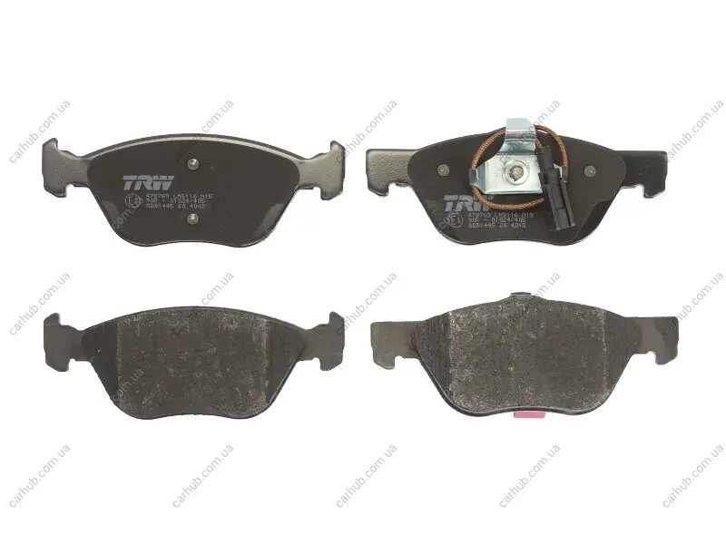 Комплект гальмівних колодок передн, ALFA ROMEO 145, 146, 147, 156, GT FIAT MAREA, MULTIPLA, PUNTO LANCIA DELTA II, LYBRA 1.6-3.2 06.93-03.12 TRW GDB1445 (фото 1)