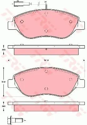 Комплект гальмівних колодок передн, ALFA ROMEO MITO FIAT BRAVO II, STILO LANCIA DELTA III, LYBRA 1.3D-2.4 10.01-10.18 TRW GDB1484 (фото 1)