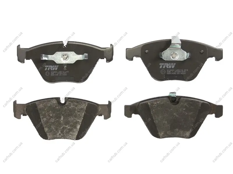 Комплект гальмівних колодок передн, BMW 1 (E82), 3 (E90), 3 (E91), 3 (E92), 3 (E93), 5 (E60), 5 (E61), 6 (E63), 6 (E64), 7 (E65, E66, E67), X1 (E84), Z4 (E89) 2.0-6.0 07.01-08.16 TRW GDB1498 (фото 1)