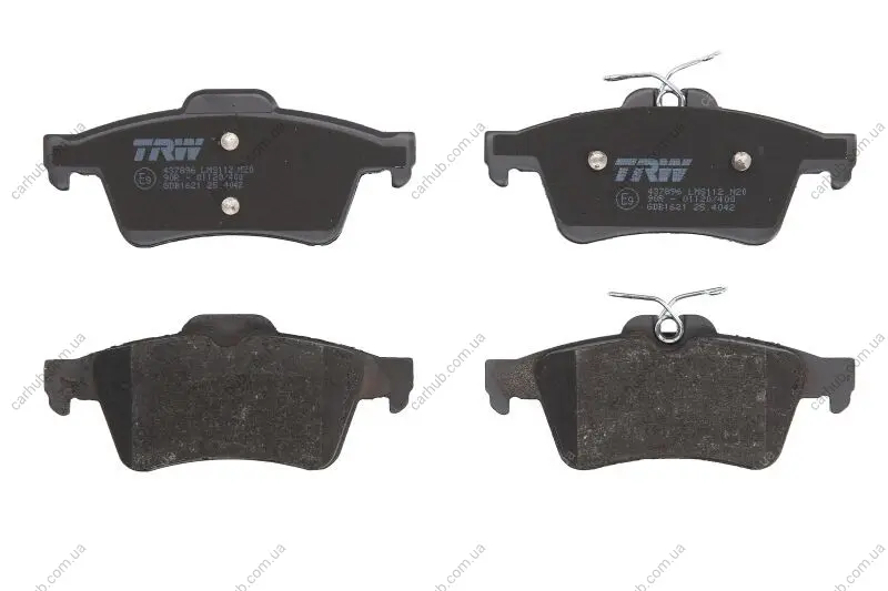 Комплект гальмівних колодок задн, VOLVO C30, C70 II, S40 II, V50 CADILLAC BLS, CTS CHEVROLET VECTRA CITROEN C5 III FORD C-MAX, FOCUS C-MAX, FOCUS II, FOCUS IV, KUGA III, PUMA 1.2-5.0 01.99- TRW GDB1621 (фото 1)