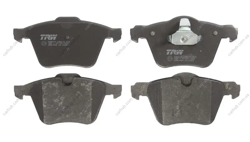 Комплект гальмівних колодок передн, VOLVO S60 II, S80 II, V60 I, V70 II, V70 III, XC70 I, XC70 II FORD GALAXY II, GALAXY MK II, S-MAX 1.5-4.4 01.01-12.18 TRW GDB1684 (фото 1)