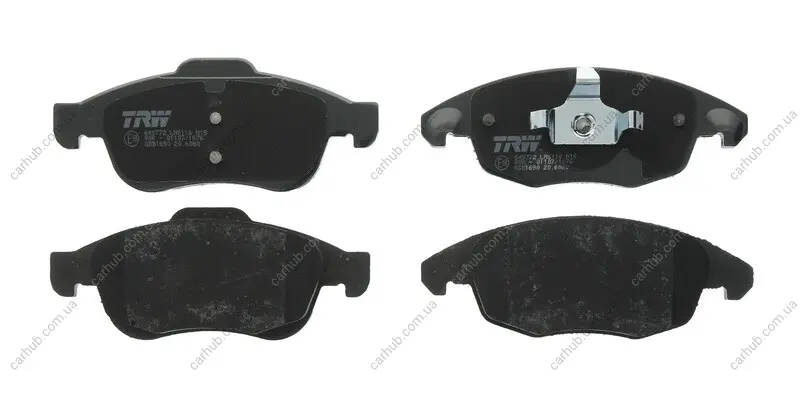 Комплект гальмівних колодок передн, DS DS 4 CITROEN BERLINGO, BERLINGO MULTISPACE, C4 GRAND PICASSO I, C4 II, C4 PICASSO I, DS4, DS5 PEUGEOT 5008, 5008 I, PARTNER 1.2-Electric 10.06- TRW GDB1690 (фото 1)