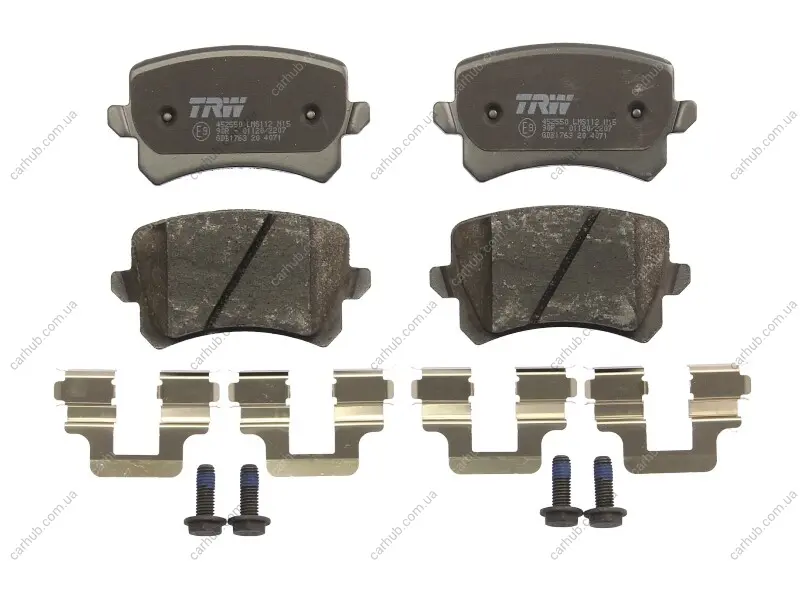 Комплект гальмівних колодок задн, AUDI A6 C6, Q3 SEAT ALHAMBRA VW CC B7, PASSAT ALLTRACK B7, PASSAT B6, PASSAT B7, SHARAN, TIGUAN 1.4-4.2 05.04-12.22 TRW GDB1763 (фото 1)