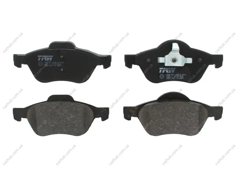 Комплект гальмівних колодок передн, RENAULT LAGUNA, LAGUNA II, LAGUNA III, SCENIC II, TWINGO II, WIND 1.2-3.0D 03.01-12.15 TRW GDB1787 (фото 1)