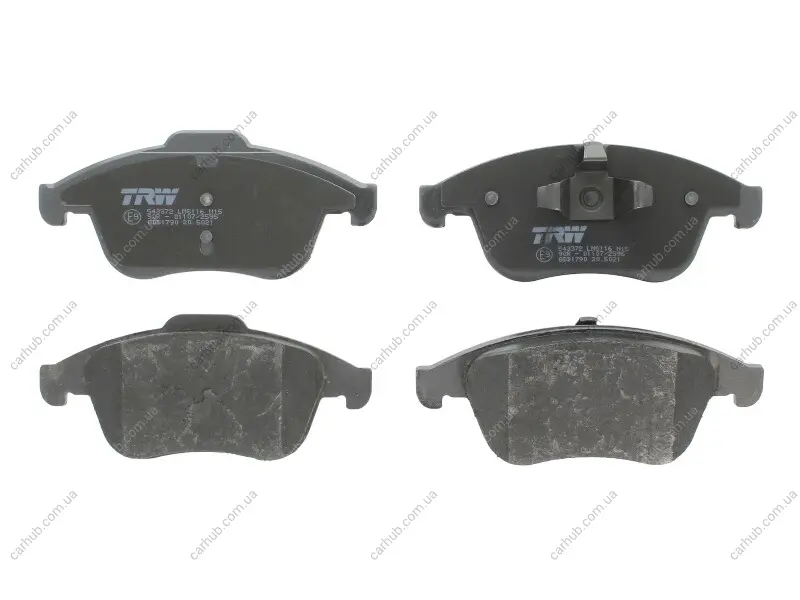 Комплект гальмівних колодок передн, RENAULT CLIO IV, FLUENCE, GRAND SCENIC III, LAGUNA, LAGUNA III, LATITUDE, MEGANE, MEGANE III, SCENIC III 1.2-3.5 10.07- TRW GDB1790 (фото 1)