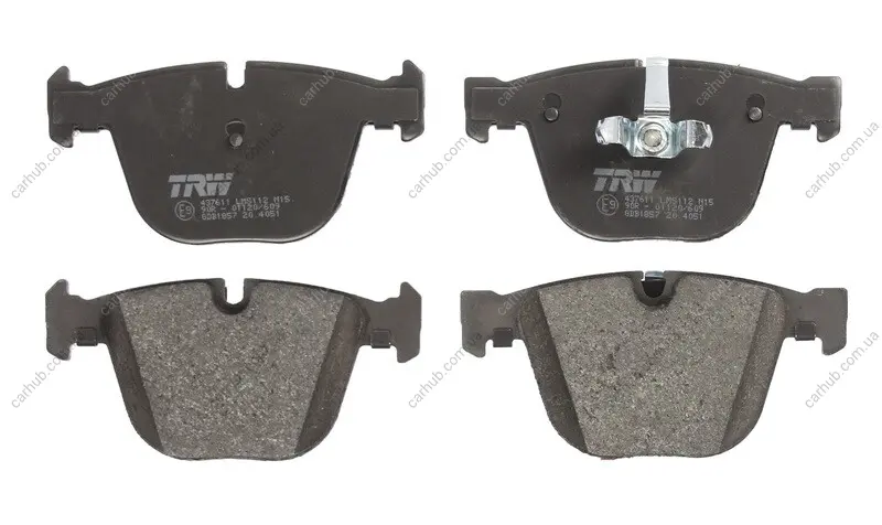 Комплект гальмівних колодок задн, BMW 5 GRAN TURISMO (F07), 7 (F01, F02, F03, F04) 2.0-6.0 02.08-02.17 TRW GDB1857 (фото 1)