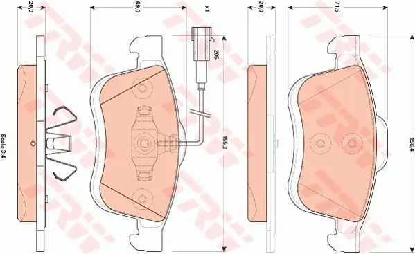 Комплект гальмівних колодок передн, FIAT DOBLO, DOBLO CARGO, DOBLO FURGON/NADWOZIE WIELKOPRZESTRZENNE LANCIA DELTA III, KAPPA OPEL COMBO FURGON/NADWOZIE WIELKOPRZESTRZENNE 1.3D-2.0D 06.98- TRW GDB1865 (фото 1)
