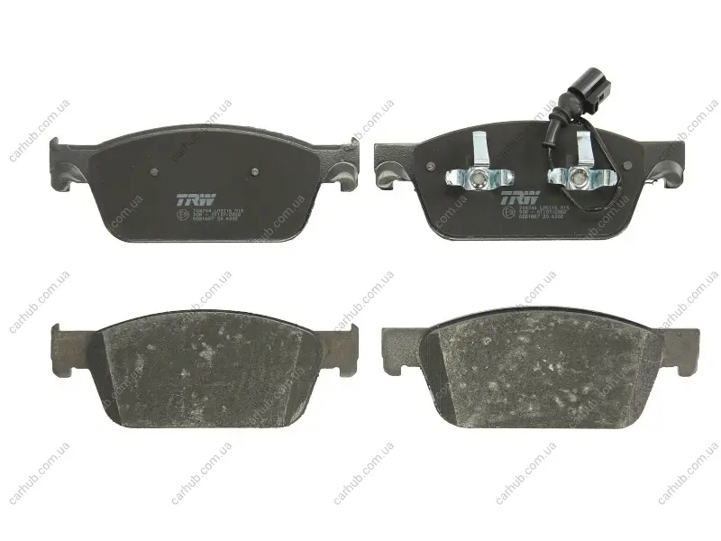 Комплект гальмівних колодок передн, VW CALIFORNIA T5 CAMPER, CALIFORNIA T6 CAMPER, MULTIVAN T5, MULTIVAN T6, TRANSPORTER T5, TRANSPORTER T6, TRANSPORTER T6 / CARAVELLE T6 1.9D-2.5D 04.03-08.24 TRW GDB1887 (фото 1)
