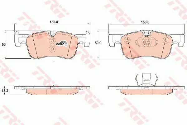 Комплект гальмівних колодок передн, BMW 1 (F20), 1 (F21), 2 (F22, F87), 2 (F23) 1.5-2.0D 07.11-06.21 TRW GDB1935 (фото 1)