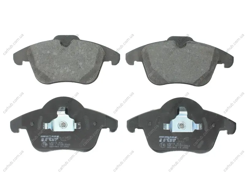 Комплект гальмівних колодок передн, FORD GALAXY II, GALAXY MK II, MONDEO IV, S-MAX JAGUAR S-TYPE II, XF I, XF SPORTBRAKE 1.6-4.2 01.99-06.15 TRW GDB1960 (фото 1)