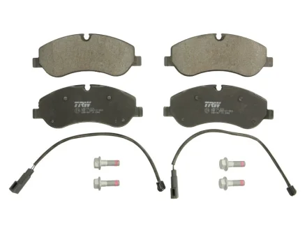 Комплект гальмівних колодок передн, FORD TOURNEO CUSTOM V362, TRANSIT, TRANSIT CUSTOM V362, TRANSIT V363 FORD USA TRANSIT-150, TRANSIT-350 1.0H-3.7 10.11- TRW GDB1967