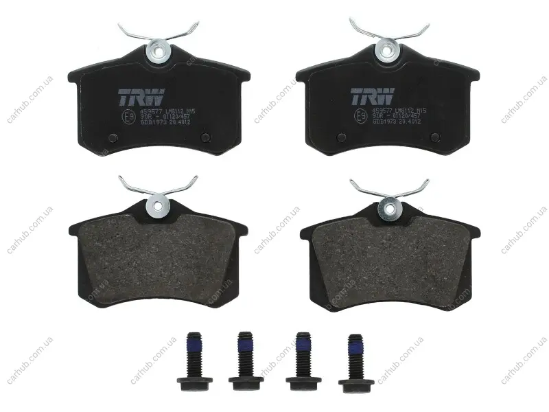 Комплект гальмівних колодок задн, DS DS 3 CITROEN C3 AIRCROSS I, C3 AIRCROSS II, C3 II, C3 III, C3 PICASSO, C4 CACTUS, DS3 FIAT SCUDO PEUGEOT 2008 I, 207, 208, 208 I, 208 II 1.0-2.0D 05.86- TRW GDB1973 (фото 1)