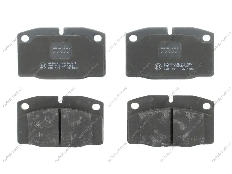 Комплект гальмівних колодок передн, LOTUS ELAN OPEL ASCONA B, ASCONA C, ASTRA F, CORSA A, CORSA A TR, KADETT D, KADETT E, KADETT E COMBO, MANTA B, OMEGA A, REKORD E 1.0-2.4 09.75-07.03 TRW GDB199 (фото 1)