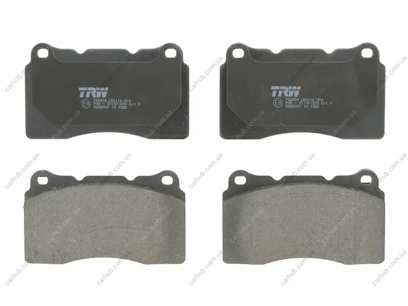 Комплект гальмівних колодок передн, VOLVO S60 I, V70 II ALFA ROMEO GIULIETTA RENAULT MEGANE III TESLA MODEL S, ROADSTER 1.6D-Electric 07.02- TRW GDB2007 (фото 1)