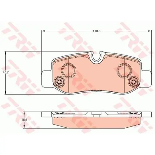Комплект гальмівних колодок задн, MERCEDES EQV (W447), MARCO POLO CAMPER (W447), V (W447), VITO MIXTO (DOUBLE CABIN), VITO TOURER (W447), VITO (W447) 1.6D-Electric 03.14- TRW GDB2102 (фото 1)