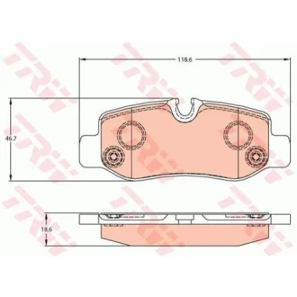 Комплект гальмівних колодок задн, MERCEDES EQV (W447), MARCO POLO CAMPER (W447), V (W447), VITO MIXTO (DOUBLE CABIN), VITO TOURER (W447), VITO (W447) 1.6D-Electric 03.14- TRW GDB2102