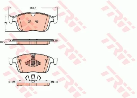 Комплект гальмівних колодок передн, VOLVO XC60 I 2.0-3.2 05.08-12.17 TRW GDB2146