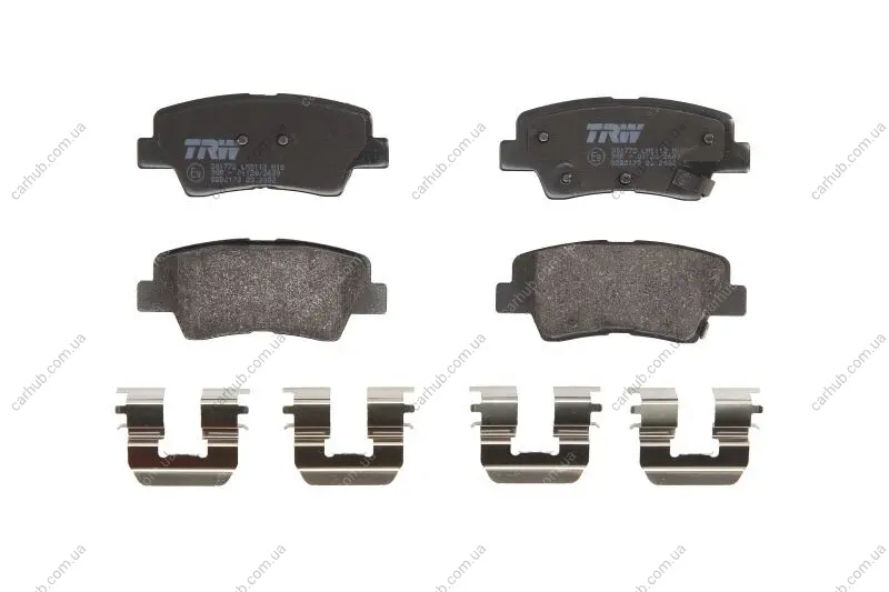 Комплект гальмівних колодок задн/передн, HYUNDAI ACCENT IV, I10 II, I10 III, I20 ACTIVE, I20 II, I30, I40 I, I40 I CW, IX35, KONA, SOLARIS, SONATA V, TUCSON, VELOSTER 1.0-Electric 02.06- TRW GDB2173 (фото 1)