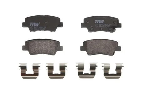 Комплект гальмівних колодок задн/передн, HYUNDAI ACCENT IV, I10 II, I10 III, I20 ACTIVE, I20 II, I30, I40 I, I40 I CW, IX35, KONA, SOLARIS, SONATA V, TUCSON, VELOSTER 1.0-Electric 02.06- TRW GDB2173