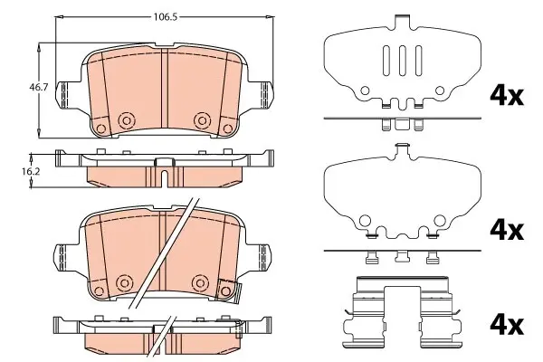 Комплект гальмівних колодок задн, OPEL INSIGNIA B, INSIGNIA B COUNTRY, INSIGNIA B GRAND SPORT 1.5-2.0D 03.17- TRW GDB2184 (фото 1)