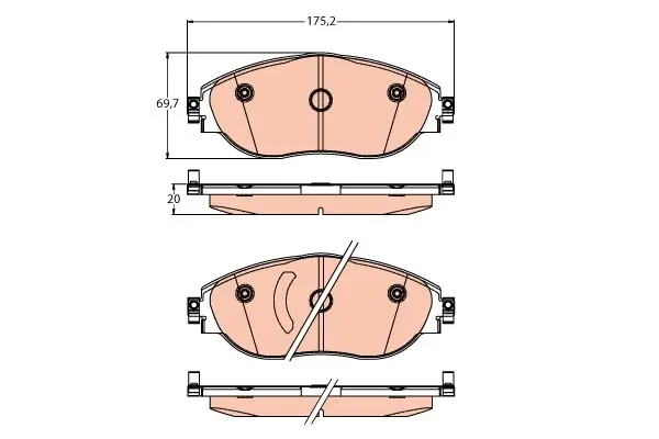 Комплект гальмівних колодок передн, AUDI Q3 CUPRA FORMENTOR VW ARTEON, ARTEON SHOOTING BRAKE, GOLF ALLTRACK VIII, GOLF VIII, JETTA VII, PASSAT ALLTRACK B8, PASSAT B8, TIGUAN 1.0-2.5 08.14- TRW GDB2219 (фото 1)