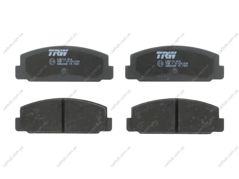 Комплект гальмівних колодок задн, MAZDA 323 C IV, 323 F VI, 323 P V, 323 S V, 323 S VI, 6, 626 III, 626 IV, 626 V, PREMACY, RX-7 I, RX-7 II, RX-7 III 1.1-2.5 01.81-07.13 TRW GDB3088 (фото 1)