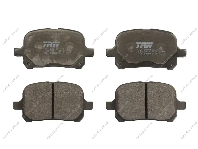 Комплект гальмівних колодок передн, LEXUS ES, RX TOYOTA CAMRY, GAIA, HARRIER, MARK II, NADIA, PREVIA II, SOLARA 2.0-3.0 09.91-02.06 TRW GDB3152 (фото 1)