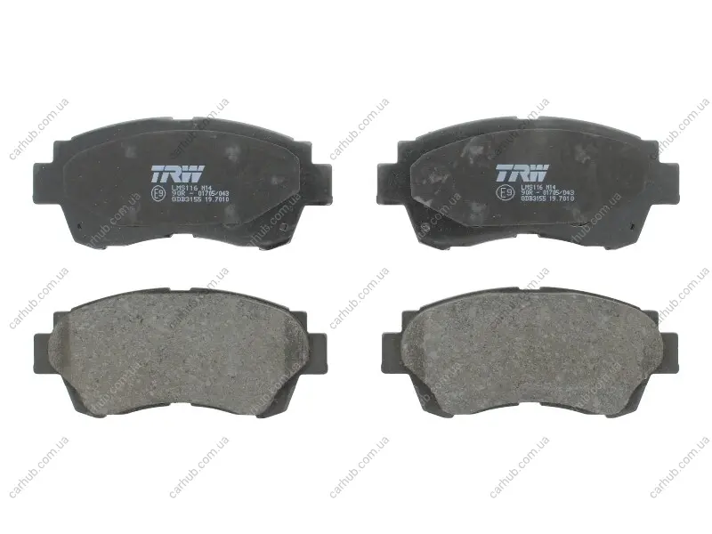 Комплект гальмівних колодок передн, LEXUS ES, LS TOYOTA ALTEZZA, ALTEZZA GITA, AVALON, BREVIS, CAMRY, CELICA, CHASER, COROLLA, CRESTA V, CROWN, MARK II, MARK II IX 1.4-4.0 12.89-12.07 TRW GDB3155 (фото 1)