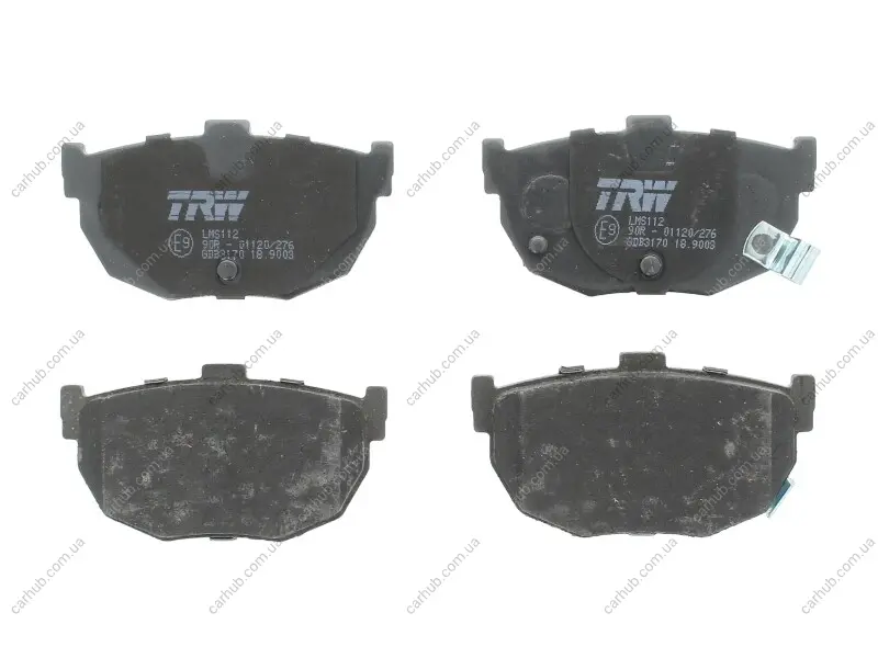 Комплект гальмівних колодок задн, HYUNDAI COUPE I, COUPE II, ELANTRA III, GETZ, LANTRA I, LANTRA II, S, TIBURON NISSAN BLUEBIRD, MAXIMA III 1.1-3.0 11.83- TRW GDB3170 (фото 1)