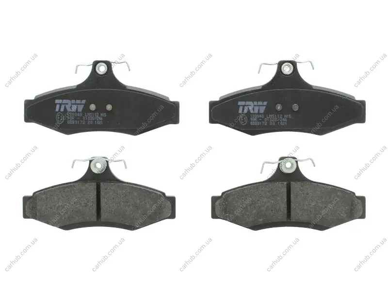 Комплект гальмівних колодок задн, CHEVROLET ASTRA, ZAFIRA DAEWOO LEGANZA, MUSSO, NUBIRA, TACUMA / REZZO MITSUBISHI MAGNA, VERADA SSANGYONG KORANDO, MUSSO 1.6-3.5 03.96- TRW GDB3172 (фото 1)