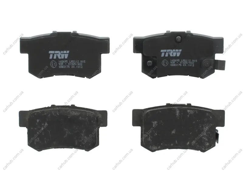 Комплект гальмівних колодок задн, ACURA RL, TSX HONDA ACCORD IV, ACCORD V, ACCORD VI, ACCORD VII, CIVIC IX, CIVIC VI, CIVIC VII, CIVIC VIII, CR-V II, CR-Z, INTEGRA, JAZZ III 1.3H-3.5 01.90- TRW GDB3175 (фото 1)