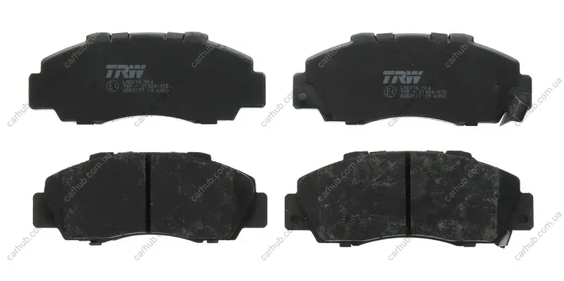 Комплект гальмівних колодок передн, ACURA LEGEND II, NSX HONDA ACCORD IV, ACCORD V, ACCORD VI, CIVIC VI, CR-V I, HR-V, INTEGRA, LEGEND II, LEGEND III, LEGEND IV, NSX I, ODYSSEY 1.6-3.5 01.90- TRW GDB3177 (фото 1)