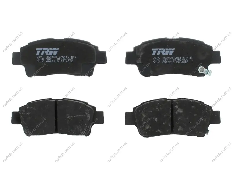 Комплект гальмівних колодок передн, TOYOTA ECHO, PLATZ, PROBOX / SUCCEED, VIOS / SOLUNA VIOS, YARIS, YARIS VERSO 1.0-1.5 04.99-08.14 TRW GDB3218 (фото 1)